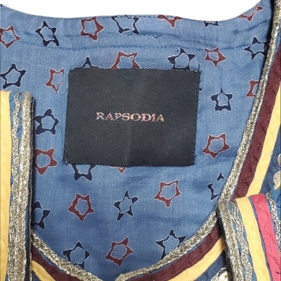 Rapsodia Quilted Embroidered Modelo/Art Artsy Granny Sequined Blue Jacket - Picture 6 of 14